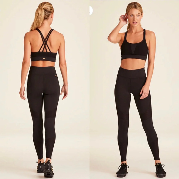 NWT $115 Alala Vamp Tight Size Small Black + Black Rib Leggings Workout Pants - Picture 1 of 11